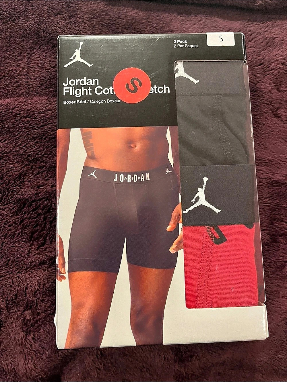 Jordan Flight Cotton Stretch Boxer Briefs Black & Red Size Small NWT